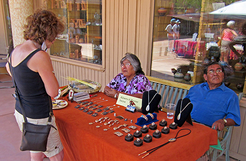 Alberta and Weaver Selina with some of their work