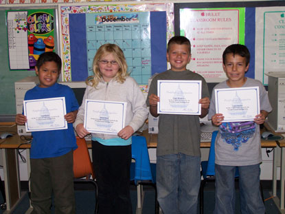 Students hold certificates from Senator John McCain.