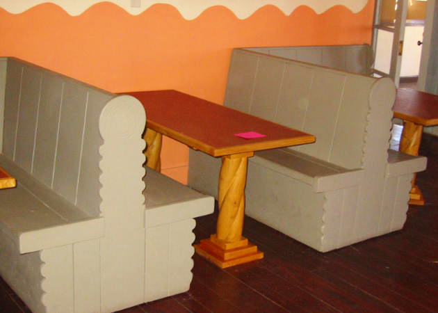 Reproduction tables join the original booths at the Painted Desert Inn National Historic Landmark.
