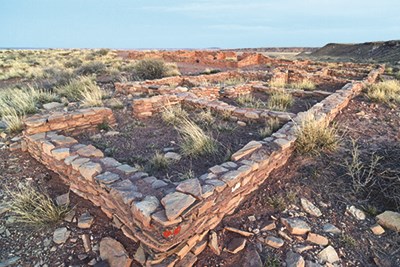 Ancient walls mark the location of the pueblo