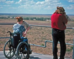 Visitors use viewfinders