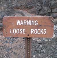 Warning Loose Rocks sign