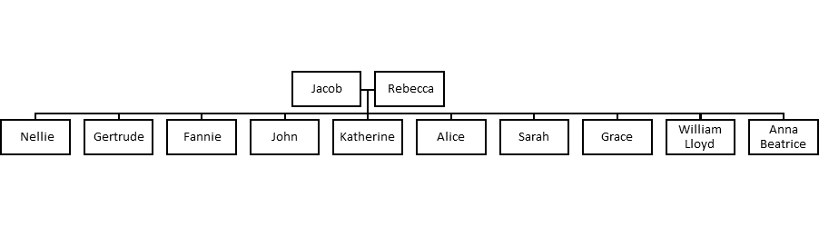 Family tree with two parents and ten children