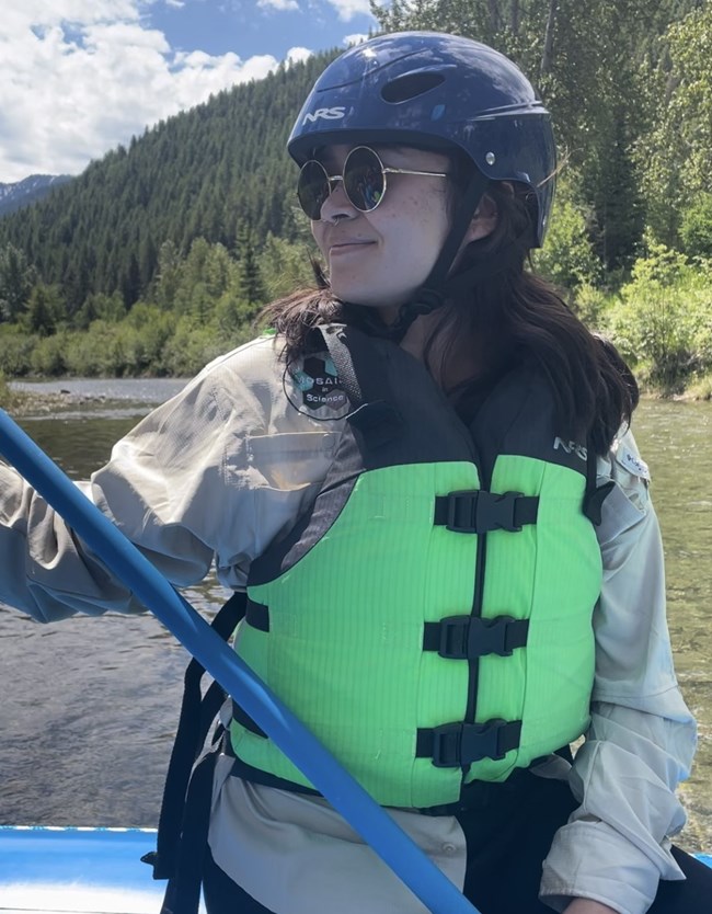 Sophia and Glacier National Park's science communication team travel to different sites on the riverbed to photograph invasive weed removal for The Annual Weed Blitz hosted by the Flathead Rivers Alliance