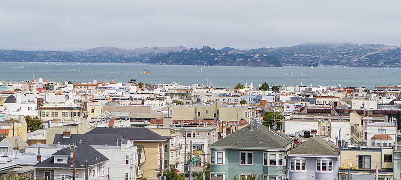 Buildings next to the water.