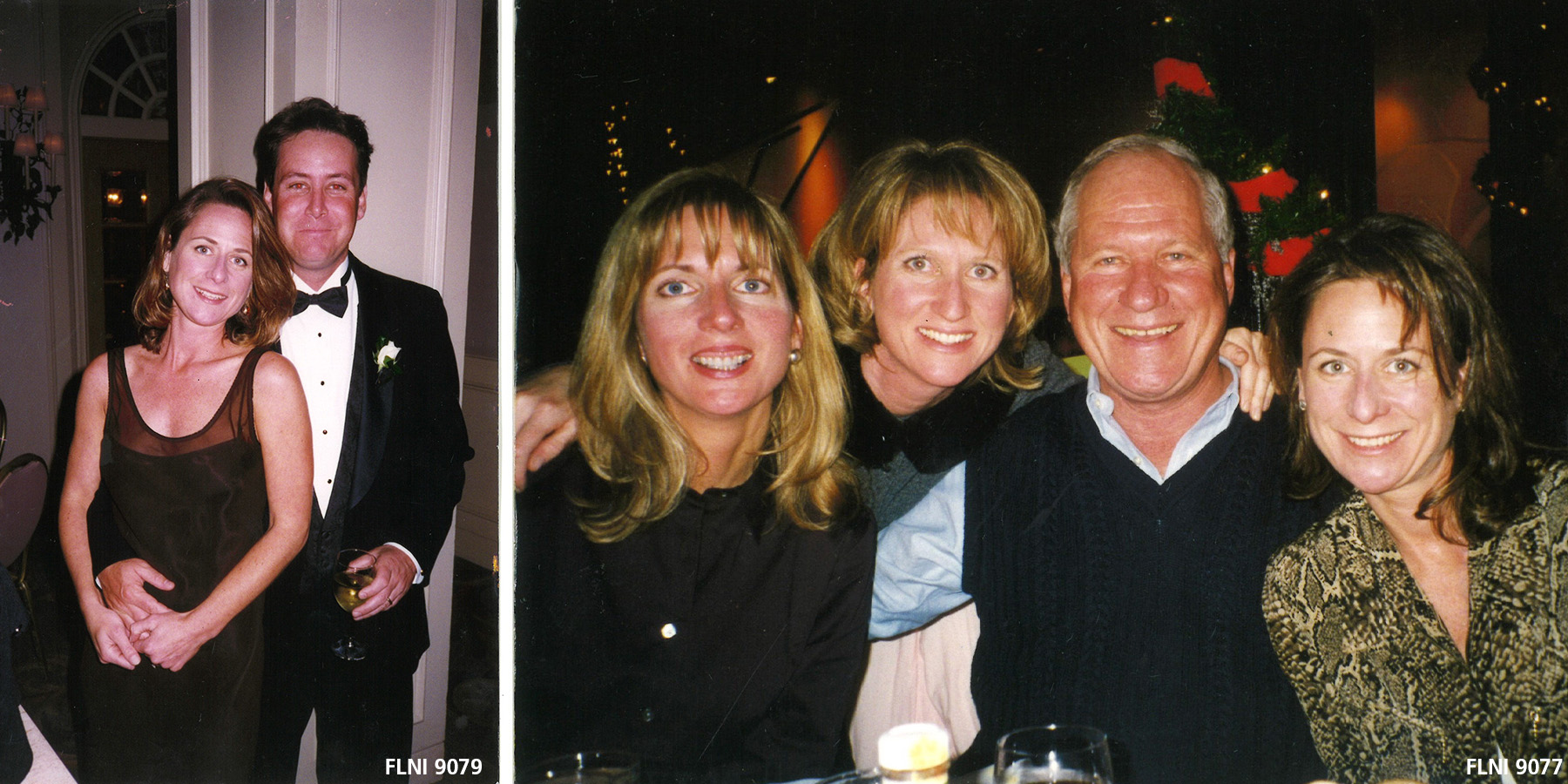 Two images of Lauren with her husband, and an image of Lauren sitting with three family members.