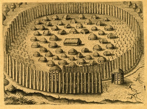 historic engraving incorrectly displaying a walled village