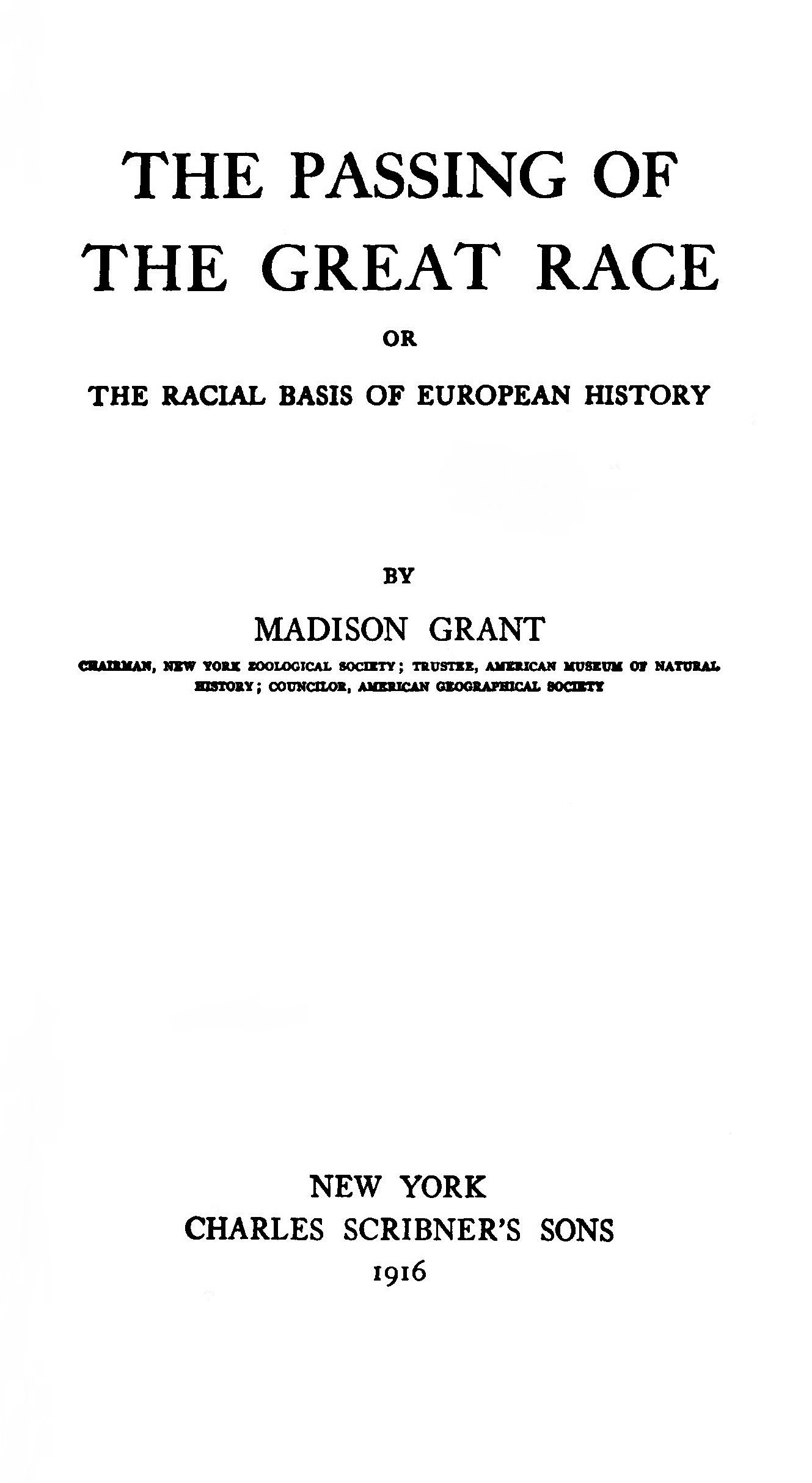 Title Page of The Passing of the Great Race