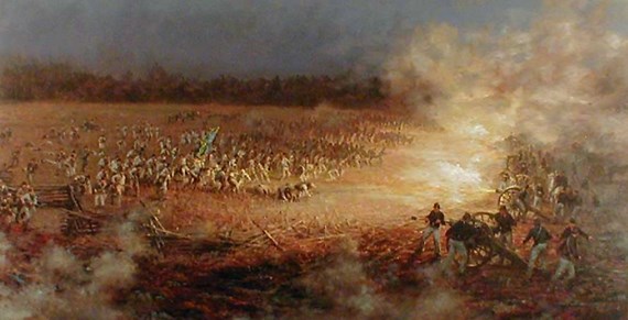 Confederate Sunset - a painting of the Battle of Pea Ridge by Andy Thomas