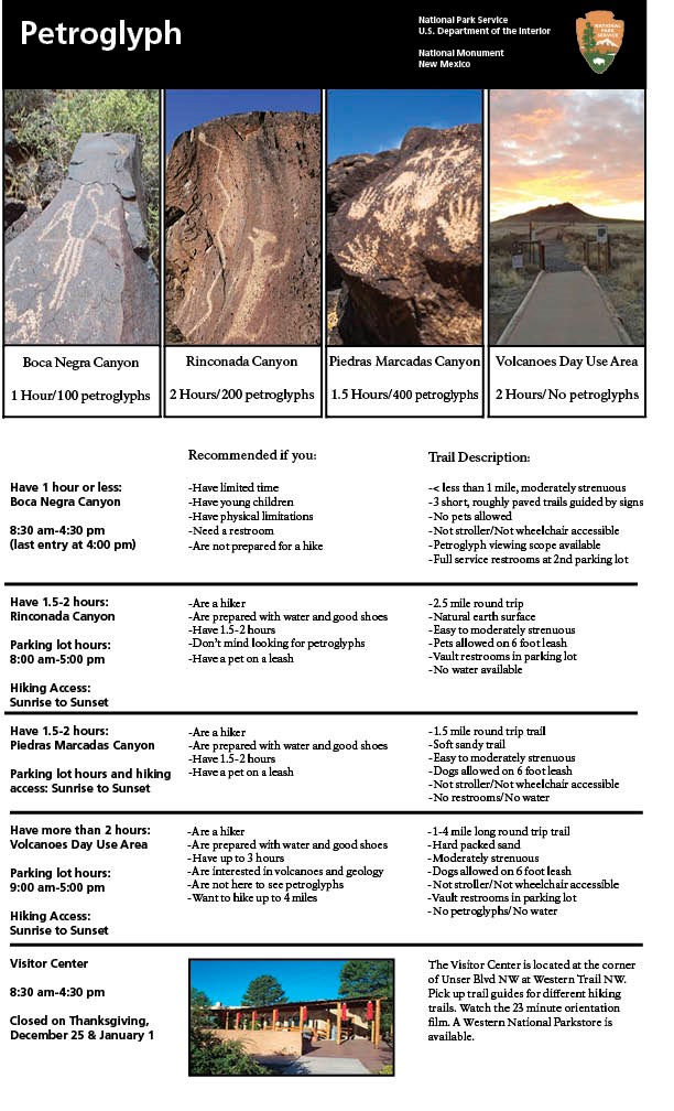 Image of four different trails featured on a single page with descriptions.