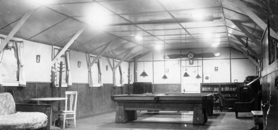 Day Room, B & D Battery. Located on Signal Hill, St. John's, Newfoundland, this room featured a pool table.