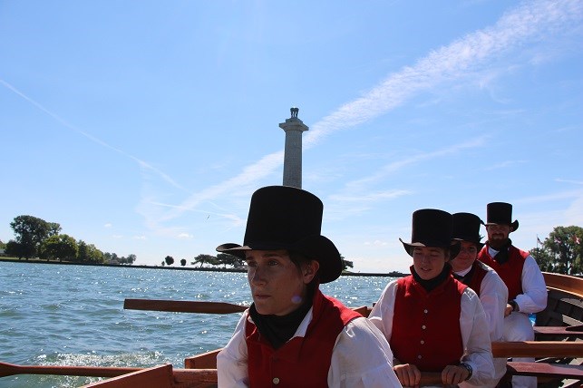 Rowing crew in period uniform