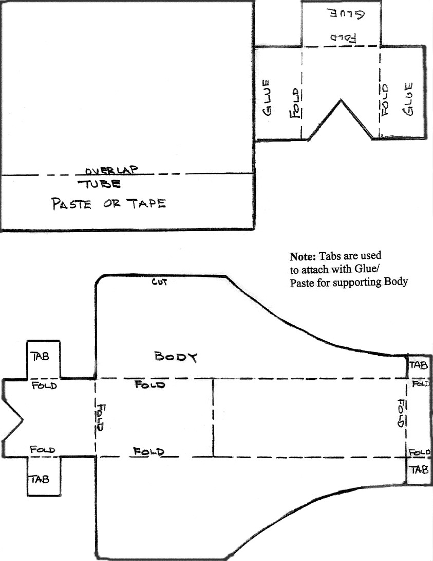 Template for build your own carronade, includes  3 different pieces to cut out. Template is label with fold and glue in different places
