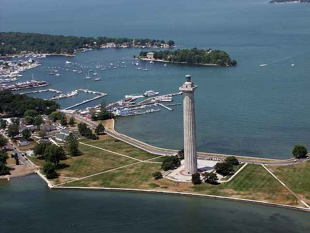 View of memorial and lake