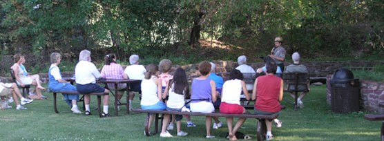 An evening interpretive program is given by a Park Ranger. An evening interpretive program is given by a Park Ranger.