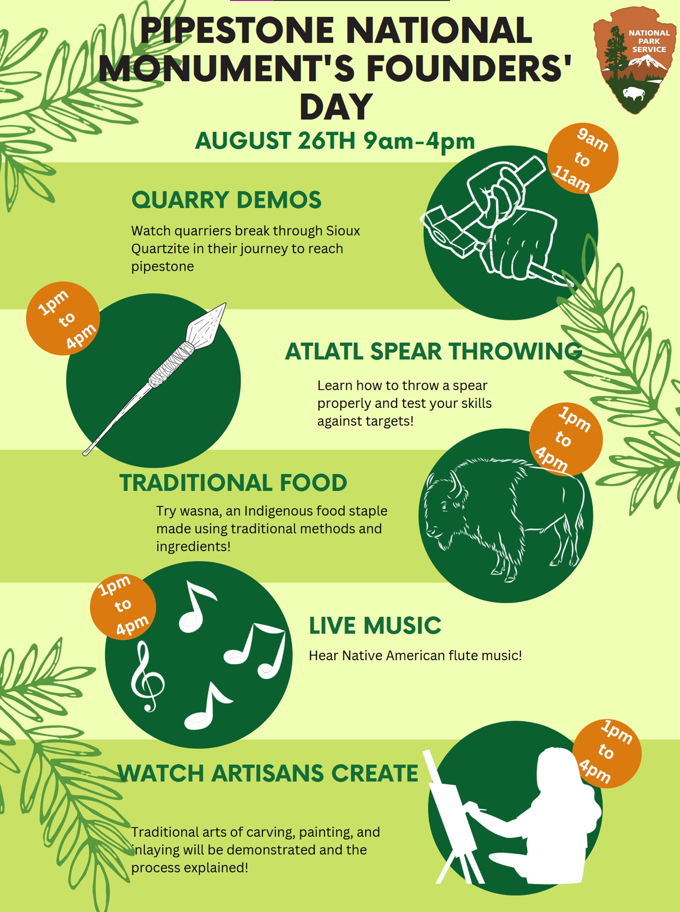 Founders Day Green flyer with text and images