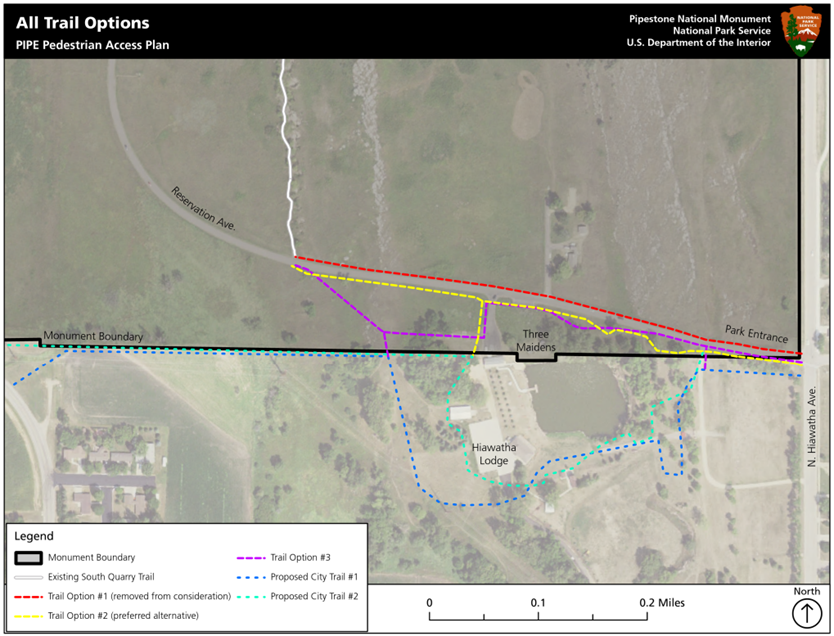 Proposed Trails map with proposed routes in different colored dotted lines