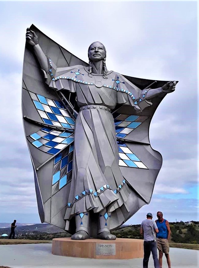 Dignity Stainless steel statue of an American Indian woman
