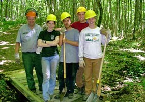 This Student Conservation Association trail crew volunteered their efforts on the Chapel Trail. This Student Conservation Association trail crew volunteered their efforts on the Chapel Trail.