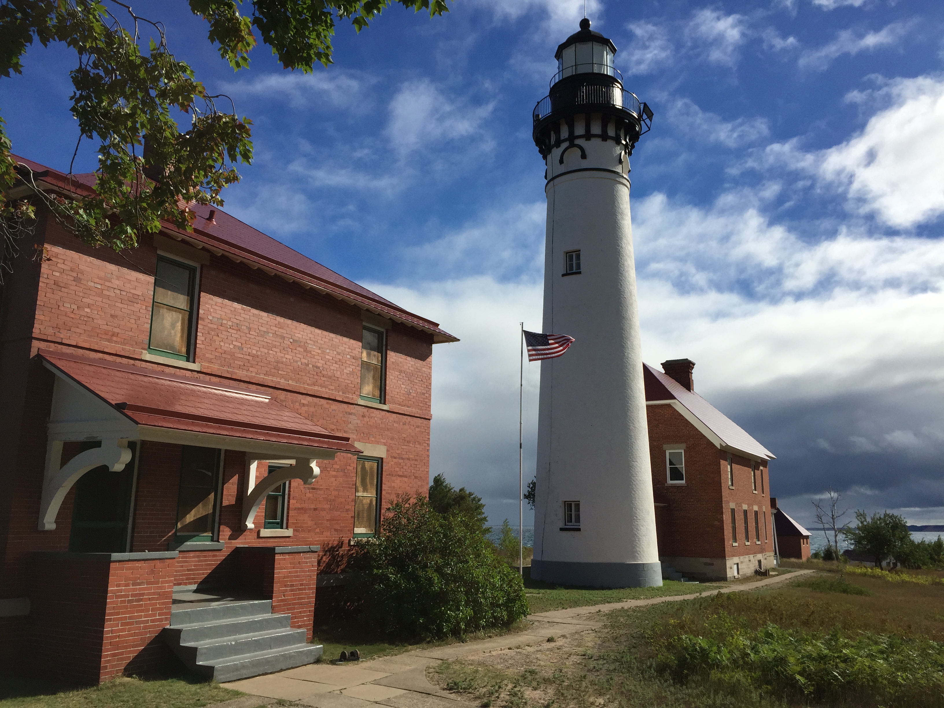 Vintage Michigan MI Lighthouse Postcard Au Sable Point Pictured Rock Lakeshore 
