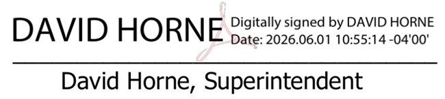 An electronic signature from Superintendent David Horne