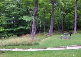 The picnic area at Miners Castle invites visitors to sit a spell and enjoy the view.