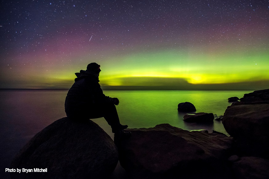 Photographer Bryan Mitchell at night at Hurricane