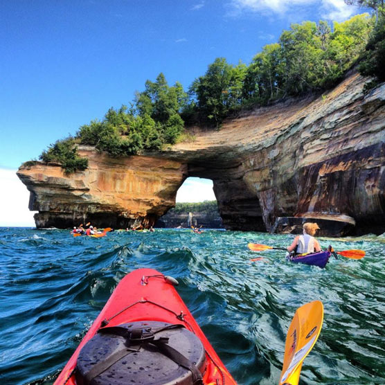 Taken with her smart phone, Courtney Kotewa captured this image of Lake Superior and Pictured Rocks National Lakeshore during a family kayak outing. 2013 Grand Prize winner
