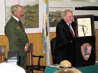 Superintendent Jim Northup and Senator Carl Levin at the Beaver Basin Wilderness ceremony on June 30, 2009.