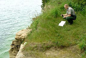 Park Ranger atop the Pictured Rocks cliffs.