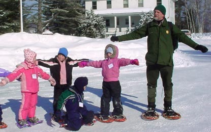 PRNL's Ranger Dave with school children outside park headquarters.