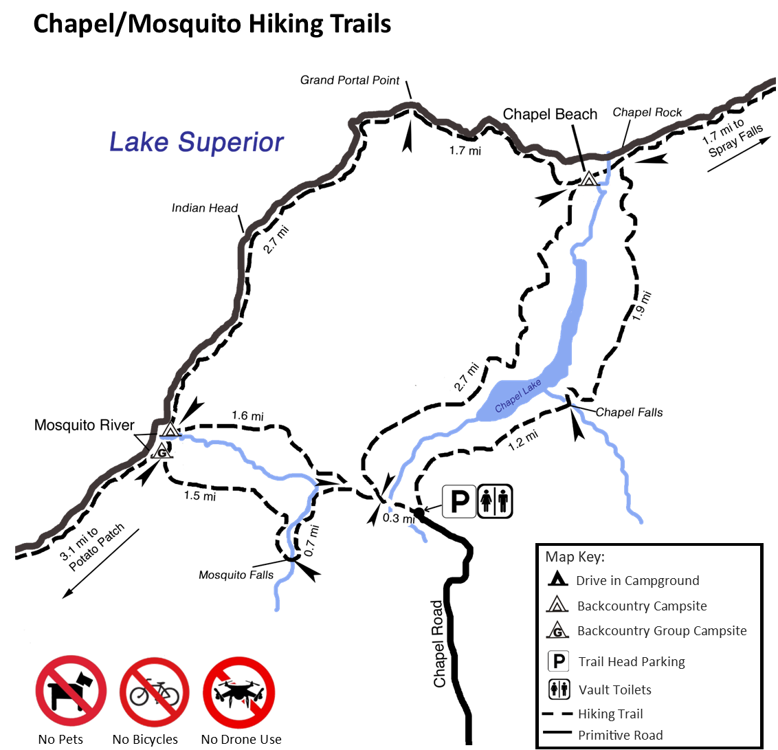 Chapel Loop Trail Map Day Hikes - Pictured Rocks National Lakeshore (U.s. National Park Service)