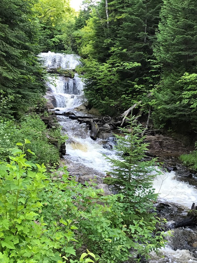 Sable Falls cascading down the rocky creek