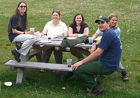 Visitors enjoying a picnic lunch. Visitors enjoying a picnic lunch.