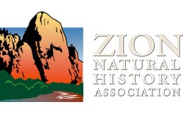 Logo with a drawing of red stone hills and the words Zion Natural History Association. Logo with a drawing of red stone hills and the words Zion Natural History Association.