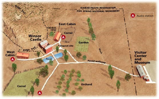 Grounds map of Pipe Spring National Monument.