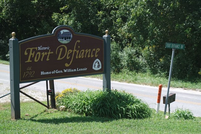 Sign: Historic Fort Defiance, Home of Gen. William Lenoir, 1792