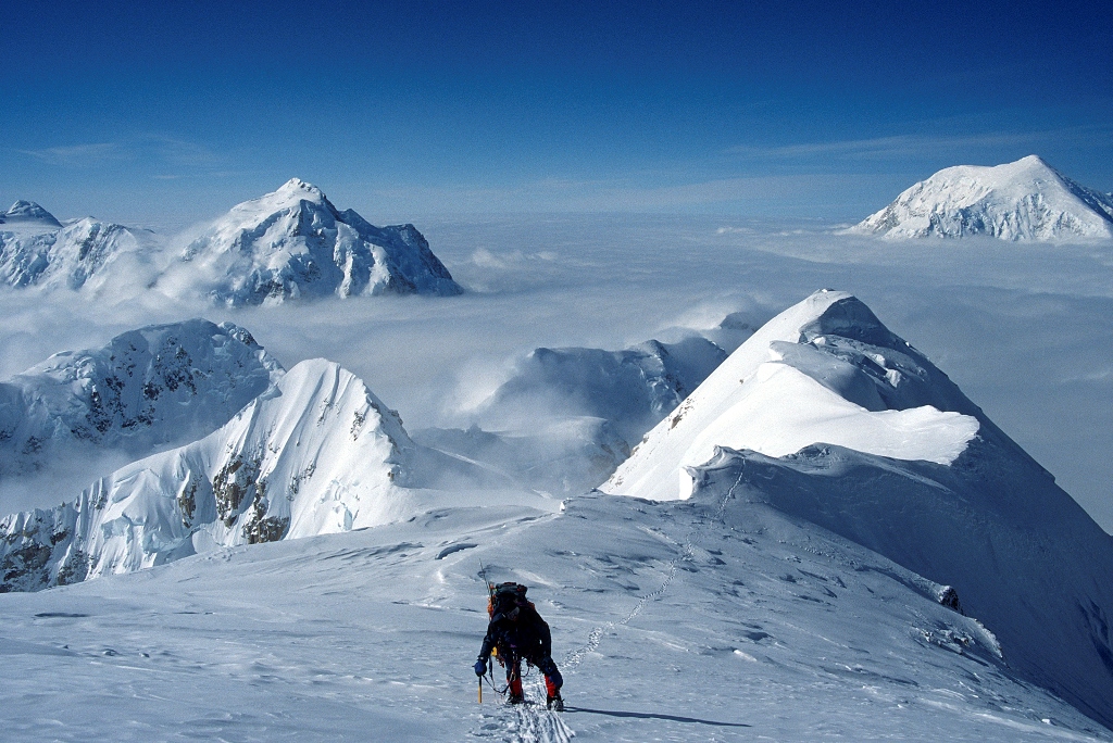 All Alone on the South Buttress of Denali at 13,500 feet