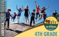 2019-2020 4th Grade Pass Ten kids jumping and running down a sand dune at Great Sand Dunes National Park, Colorado.