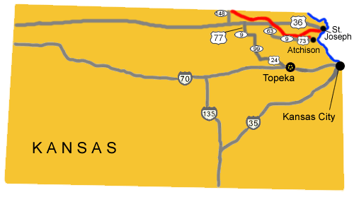 Us Highway 36 Map Tour Route - Kansas - Pony Express National Historic Trail (U.s. National  Park Service)