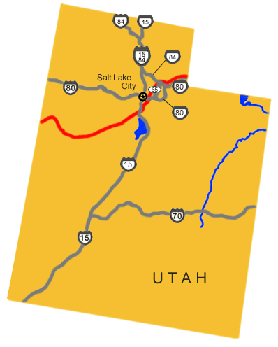 Map image showing the auto tour route driving directions across Utah.
