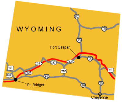 Map image showing the location for Fort Caspar.