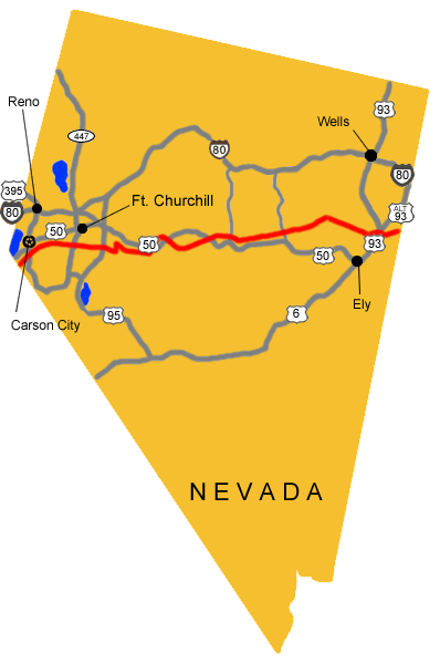 Map image showing the location of the Fort Churchill Pony Express Station.