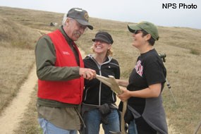 Tule elk docent with visitors Tule elk docent with visitors