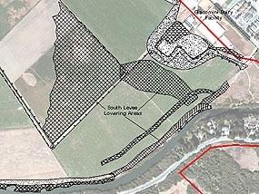 Graphic showing location of south levee lowering area.