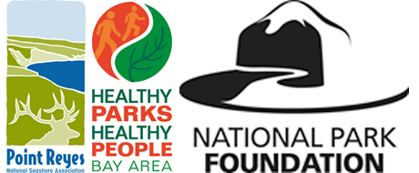 Logos for Point Reyes National Seashore Association; Healthy Parks, Healthy People: Bay Area, and National Parks Foundation.