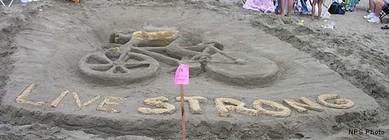 2005 Sand Sculpture Contest: Adults' Group 1st Place: Entry #18: Live Strong, by the LeCoopson Family 2005 Sand Sculpture Contest: Adults' Group 1st Place: Entry #18: Live Strong, by the LeCoopson Family