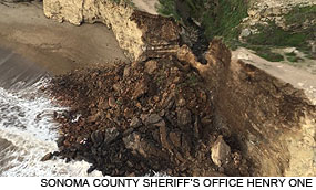 The collapsed Arch Rock. Photo taken on March 21, 2015. from the Sonoma County Sheriff's Office's Henry One helicopter.