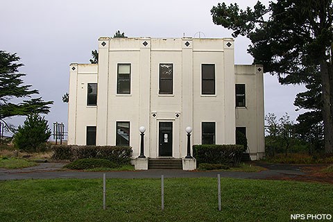 A white art deco building used by RCA for wireless radio reception.