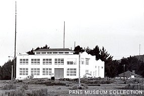Historic photograph of the original Marconi trans-Pacific powerhouse and transmitting station which opened in 1914 in Bolinas.